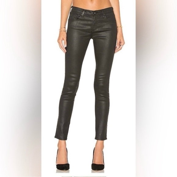 Ag The Legging Ankle Super Skinny Coated Jeans in Super Black Size 25 - Picture 1 of 10